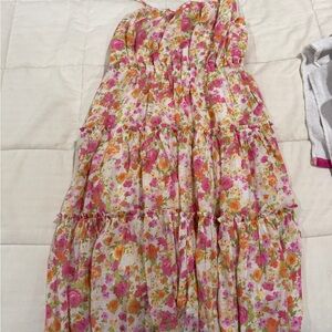 Altar'd State Floral Mini Dress in Pink and Orange